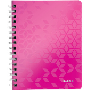 Collegeblock Leitz WOW 4639 - A5 148 x 210 mm pink liniert Lineatur04 mit Schreiblinie 80 Blatt FSC extraweißes Qualitätspapier 80 g/m²