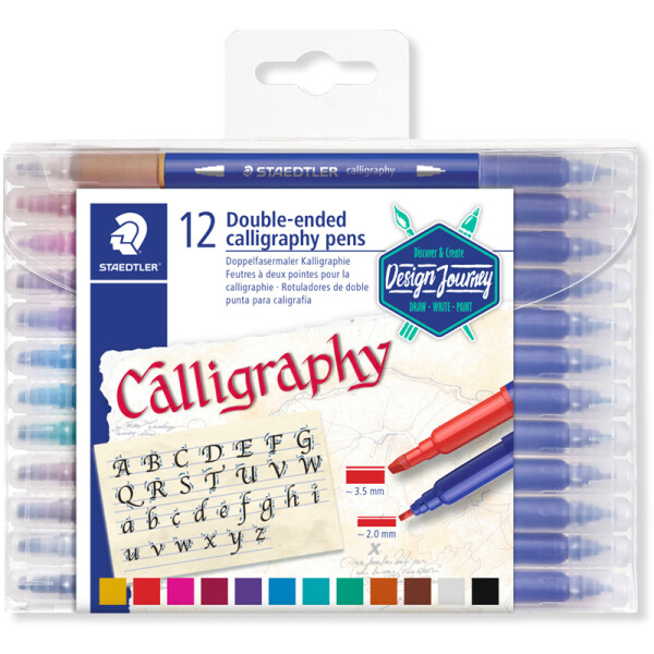 Kalligrafiestift Staedtler Duo 3005TB12 - farbig sortiert 3,5 / 2,0 mm Kalligrafiespitze 12er-Set