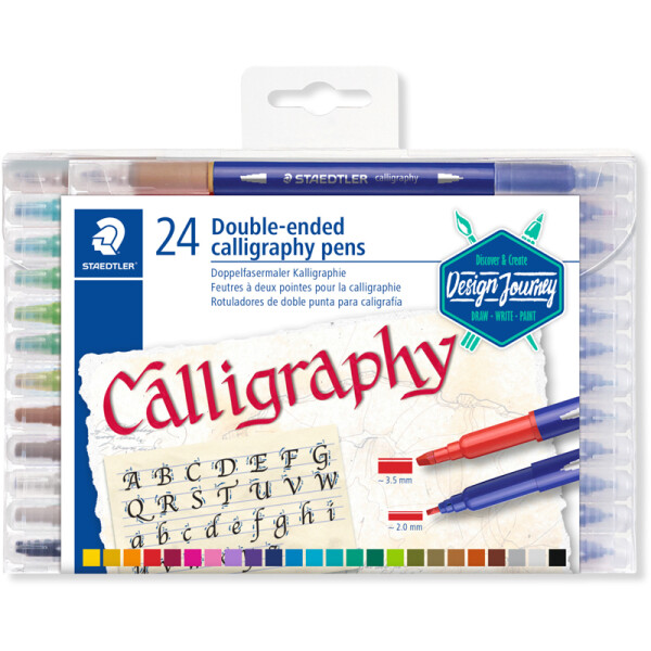 Kalligrafiestift Staedtler Duo 3005TB24 - farbig sortiert 3,5 / 2,0 mm Kalligrafiespitze 24er-Set