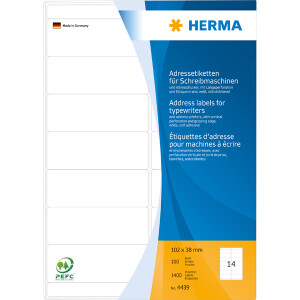 Adressetikett Herma 4439 - A4 102 x 38 mm weiß...