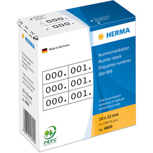 Anlageetikett Herma 4800 - im Spender Zahlen 0-999 10 x...