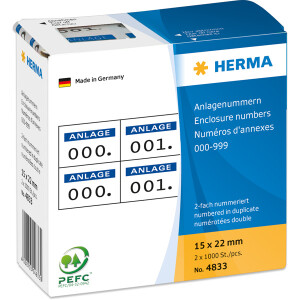 Anlageetikett Herma 4833 - im Spender Zahlen 0-999 15 x...