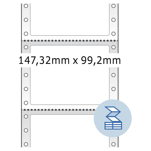 Computeretikett Herma 8072 - endlos 147,32 x 99,2 mm weiß permanent 1-bahnig FSC Papier für Matrixdrucker Pckg/1000