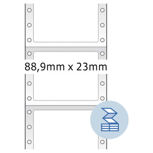 Computeretikett Herma 8160 - endlos 88,9 x 23 mm weiß permanent 1-bahnig FSC Papier für Matrixdrucker Pckg/2000