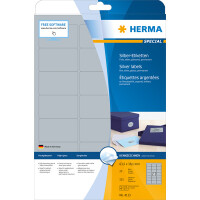 Folienetikett Herma 4113 - A4 63,5 x 38,1 mm silber permanent matt wetterfest Polyesterfolie für Laser, Kopierer, Farblaserdrucker Pckg/525