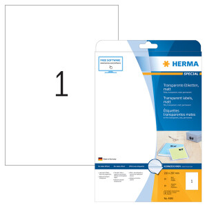 Folienetikett Herma 4585 - A4 210 x 297 mm transparent permanent matt wetterfest Polyesterfolie für Laser, Kopierer, Farblaserdrucker Pckg/10