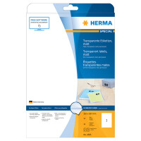 Folienetikett Herma 4586 - A4 97 x 42,3 mm transparent permanent matt wetterfest Polyesterfolie für Laser, Kopierer, Farblaserdrucker Pckg/120