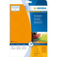 Neonetikett Herma 5153 - A4 Ø 60 mm neonorange permanent Papier für alle Druckertypen Pckg/240