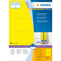 Ordnerrückenschild Herma 4296 - 61 x 192 mm gelb breit / kurz selbstklebend für alle Druckertypen Pckg/400