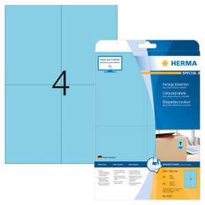 Universaletikett Herma 4563 - A4 105 x 148 mm blau ablösbar FSC Papier für alle Druckertypen Pckg/80