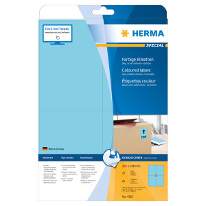 Universaletikett Herma 4563 - A4 105 x 148 mm blau...