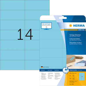 Universaletikett Herma 5060 - A4 105 x 42,3 mm blau ablösbar FSC Papier für alle Druckertypen Pckg/280