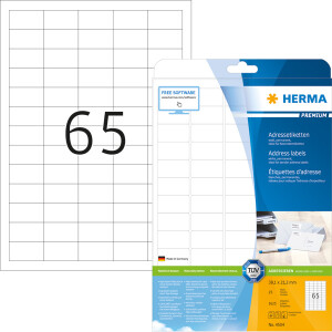 Universaletikett Herma 4504 - A4 38,1 x 21,2 mm weiß permanent FSC Papier für alle Druckertypen Pckg/1625