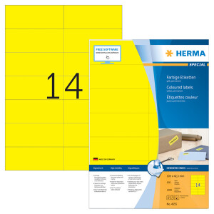 Universaletikett Herma 4555 - A4 105 x 42,3 mm gelb...