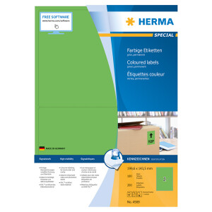 Universaletikett Herma 4569 - A4 199,6 x 143,5 mm grün permanent FSC Papier für alle Druckertypen Pckg/200