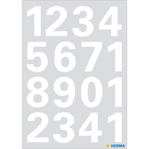 Zahlenetikett Herma 4170 - auf Bogen 0-9 25 mm weiß permanent Folie bedruckt Pckg/16