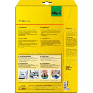CD Etikett sigel LA525 - A4 ClassicSize Ø 117 mm weiß permanent matt blickdicht Papier für alle Druckertypen Pckg/50