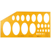 Ellipsenschablone Aristo AR5017 - Isometric 295 x 150 mm orange transparent 25 Ellipsen, Achsen, 4 bis 65mm Kunststoff