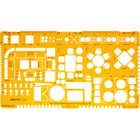 Zeichenschablone Aristo AR5062 - 255 x 165 mm orange transparent Werkplanschablone für Grundrissdarstellung