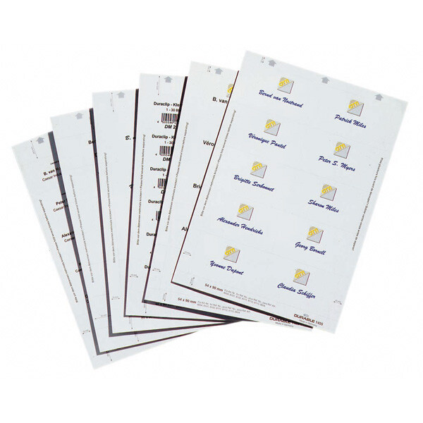 Namensschild Einsteckschild Durable 1455 - 54 x 90 mm weiß für Laser-, Inkjet-, Matrixdrucker und Kopierer Pckg/200