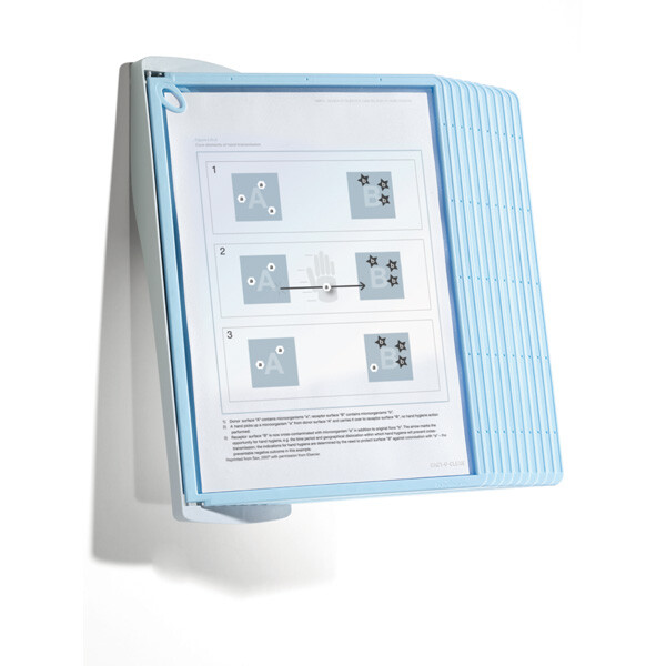Sichttafelhalter Durable SHERPA 5911 - A4 hellgrau/hellblau Wandhalter mit 10 Sichttafeln