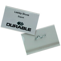 Namensschild Durable 8004 - 54 x 90 mm transparent mit Wellennadel Pckg/50