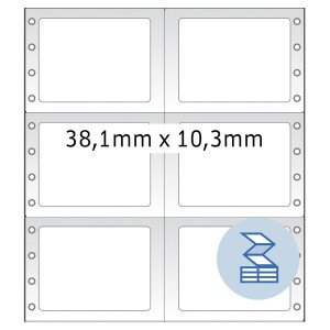 Computeretikett Herma 8228 - endlos 38,1 x 10,3 mm weiß permanent 2-bahnig FSC Papier für Matrixdrucker Pckg/24000