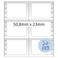 Computeretikett Herma 8229 - endlos 50,8 x 23 mm weiß permanent 2-bahnig FSC Papier für Matrixdrucker Pckg/12000