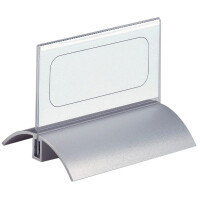 Tischnamensschild Durable 8200 - 52 x 100 mm transparent/silber mit Standfuß Acryl Pckg/2