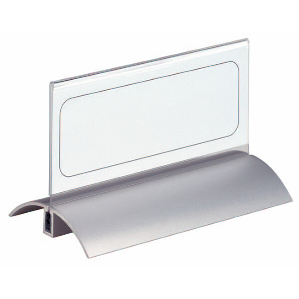 Tischnamensschild Durable 8201 - 61 x 150 mm transparent/silber mit Standfuß Acryl Pckg/2