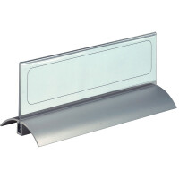 Tischnamensschild Durable 8202 - 61 x 210 mm transparent/silber mit Standfuß Acryl Pckg/2