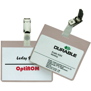 Namensschild Durable 8603 - 60 x 90 mm transparent mit Clip Pckg/5