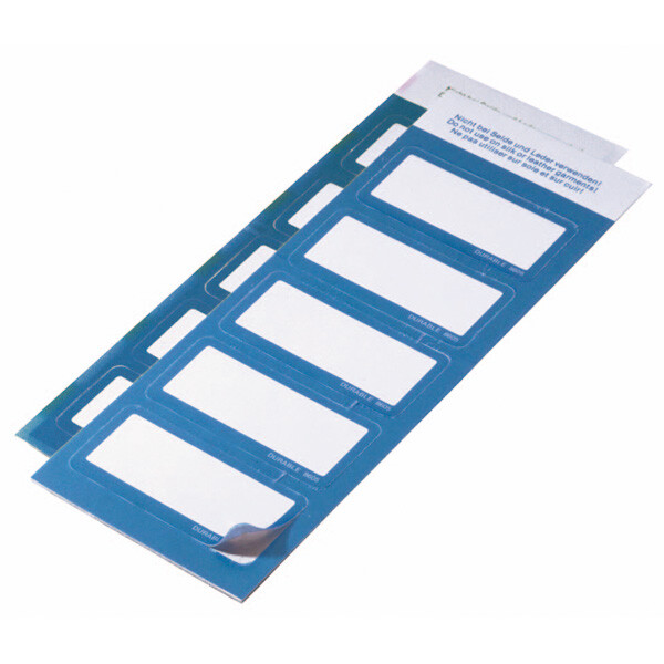 Textilnamensschild Durable 8605 - 30 x 60 mm weiß mit blauem Rand ablösbar Textil Pckg/50