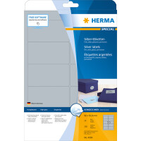 Folienetikett Herma 4099 - A4 96 x 50,8 mm silber permanent matt wetterfest Polyesterfolie für Laser, Kopierer, Farblaserdrucker Pckg/250