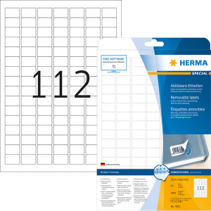 Universaletikett Herma 4211 - A4 25,4 x 16,9 mm weiß ablösbar FSC Papier für alle Druckertypen Pckg/2800
