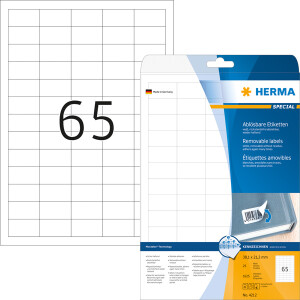 Universaletikett Herma 4212 - A4 38,1 x 21,2 mm weiß ablösbar FSC Papier für alle Druckertypen Pckg/1625