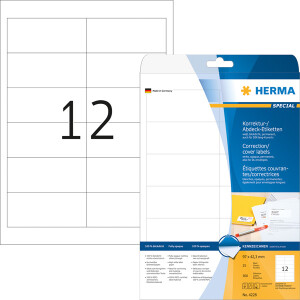 Abdecketikett Herma 4228 - A4 97 x 42,3 mm weiß permanent Papier für alle Druckertypen Pckg/300