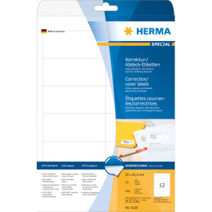 Abdecketikett Herma 4228 - A4 97 x 42,3 mm weiß permanent Papier für alle Druckertypen Pckg/300