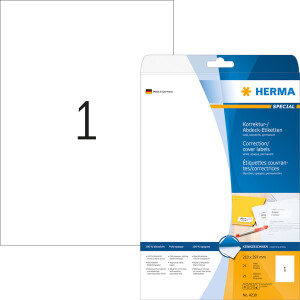 Abdecketikett Herma 4230 - A4 210 x 297 mm weiß permanent Papier für alle Druckertypen Pckg/25