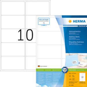 Universaletikett Herma 4268 - A4 99,1 x 57 mm weiß permanent FSC Papier für alle Druckertypen Pckg/1000