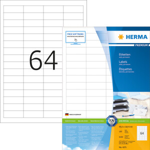 Universaletikett Herma 4271 - A4 48,3 x 16,9 mm weiß permanent FSC Papier für alle Druckertypen Pckg/6400