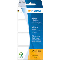 Adressetikett Herma 4302 - zickzackgefaltet 67 x 35 mm weiß permanent perforiert Papier für Schreibmaschine Pckg/250