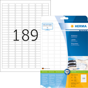Universaletikett Herma 4333 - A4 25,4 x 10 mm weiß permanent FSC Papier für alle Druckertypen Pckg/4725