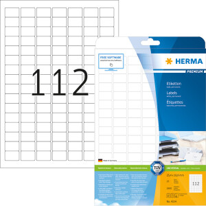 Universaletikett Herma 4334 - A4 25,4 x 16,9 mm weiß permanent FSC Papier für alle Druckertypen Pckg/2800