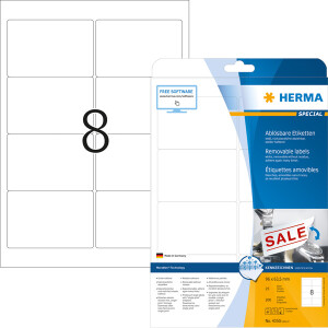 Universaletikett Herma 4350 - A4 96 x 63,5 mm weiß ablösbar FSC Papier für alle Druckertypen Pckg/200