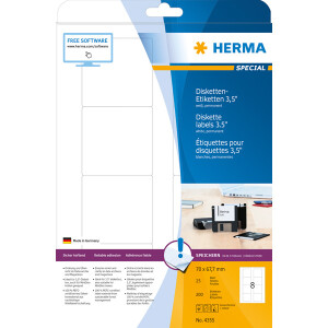 Diskettenetikett Herma 4355 - A4 70 x 67,7 mm weiß...