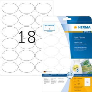 Universaletikett Herma 4358 - A4 63,5 x 42,3 mm weiß ablösbar FSC Papier für alle Druckertypen Pckg/450