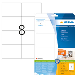 Universaletikett Herma 4359 - A4 96,5 x 67,7 mm weiß permanent FSC Papier für alle Druckertypen Pckg/200