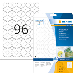 Universaletikett Herma 4386 - A4 Ø 20 mm weiß ablösbar FSC Papier für alle Druckertypen Pckg/2400