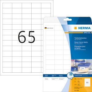 Tiefkühletikett PC Herma 4388 - A4 38,1 x 21,2 mm weiß stark haftend Papier für alle Druckertypen Pckg/1625